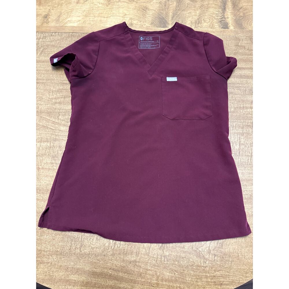 Figs Catarina Scrub Top Maroon XS